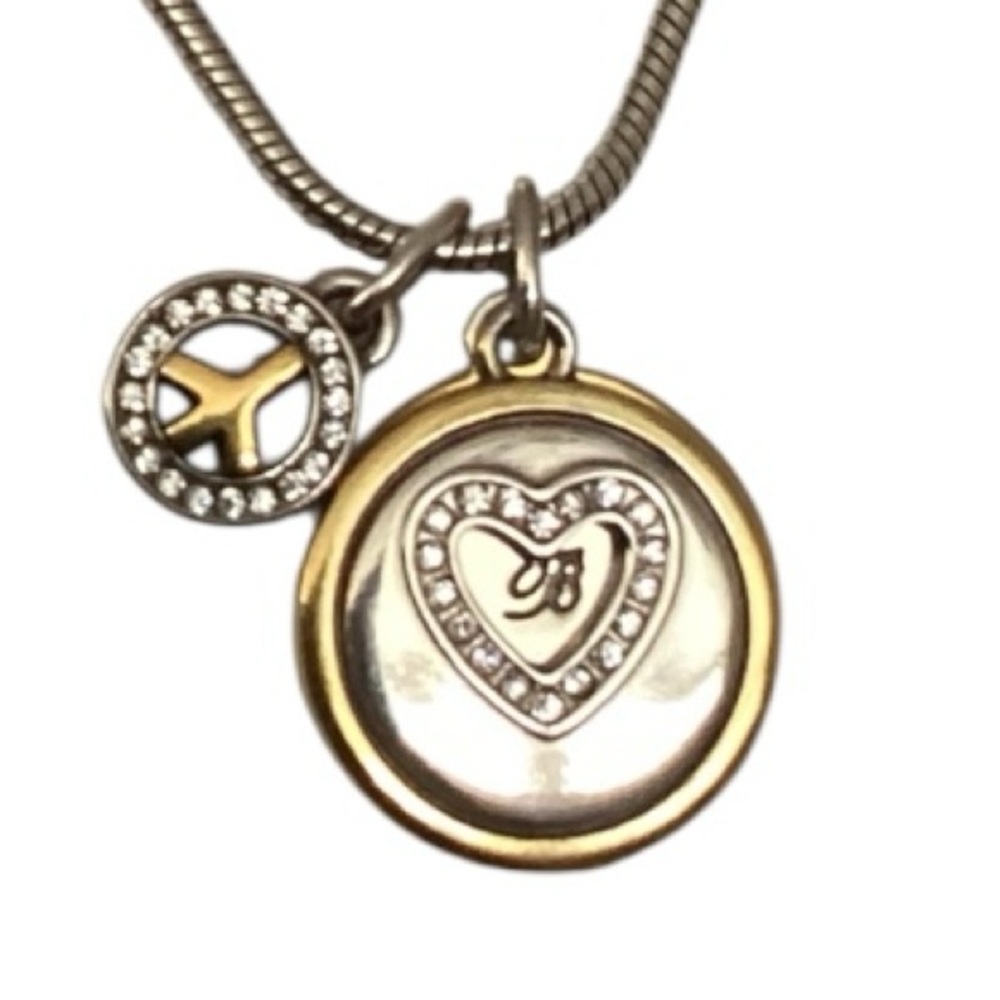 Brighton B Happy Two Tone Peace Heart Pendant Necklace 1843 - Picture 5 of 9